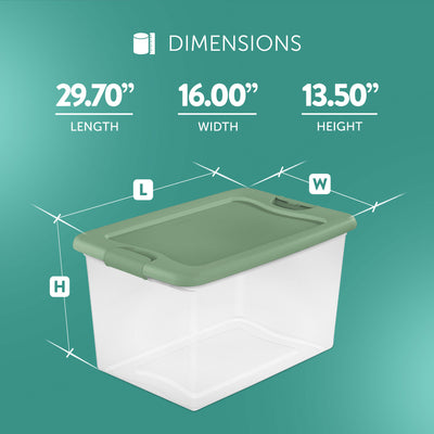 Sterilite 64 Qt Latching Plastic Storage Container Tote, Crisp Green (18 Pack) - VMInnovations
