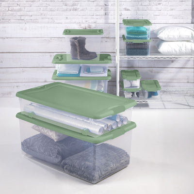 Sterilite 64 Quart Latching Plastic Storage Container Tote, Crisp Green (6 Pack) - VMInnovations