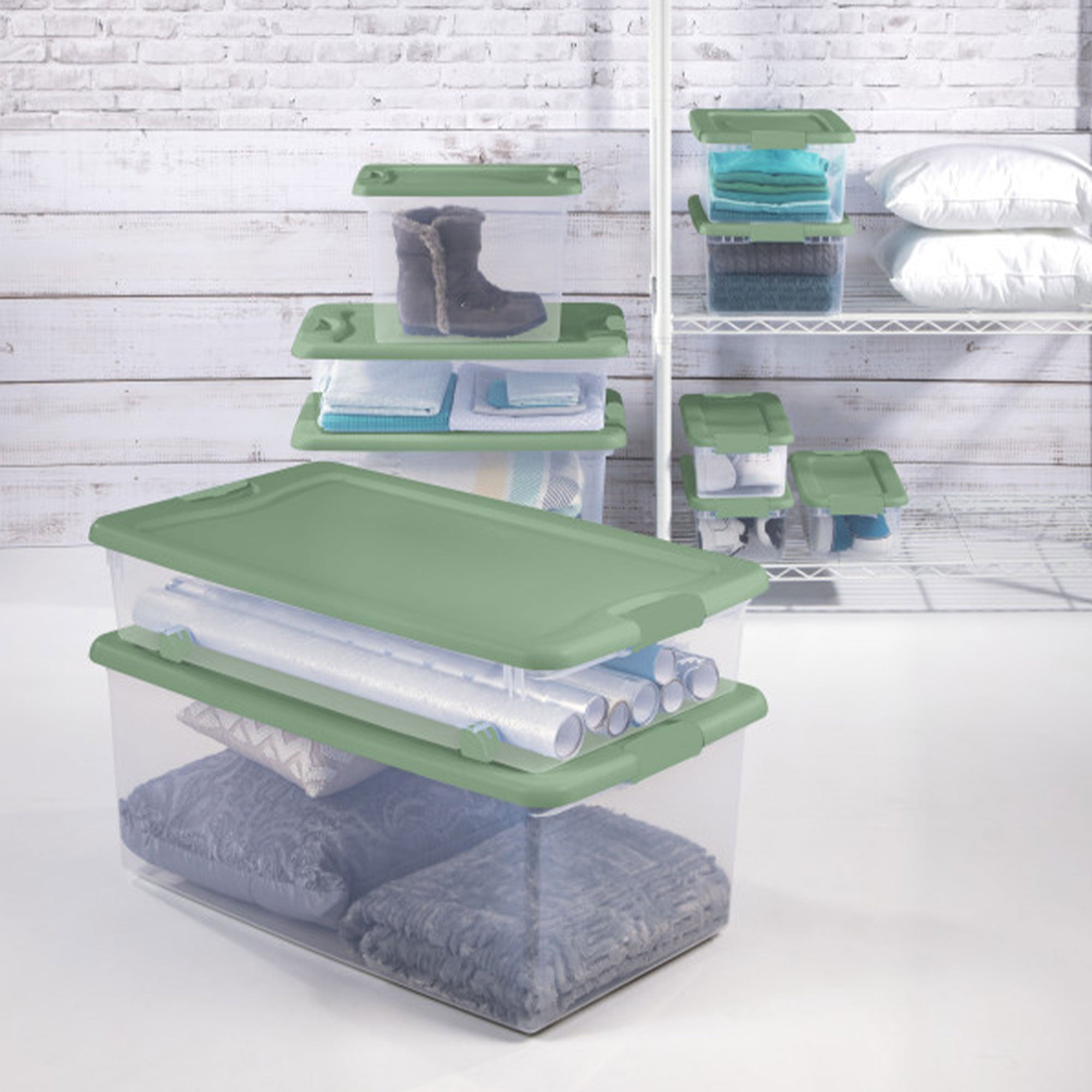 Sterilite 64 Qt Latching Plastic Storage Container Tote, Crisp Green (24 Pack) - VMInnovations