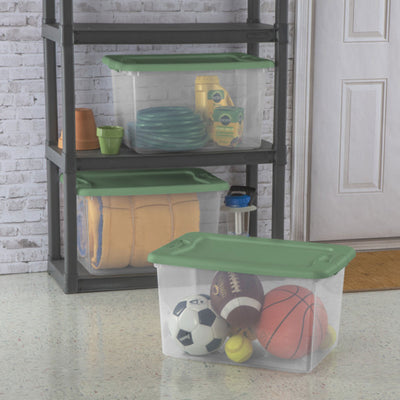 Sterilite 64 Qt Latching Clear Plastic Storage Box Container Tote, Crisp Green
