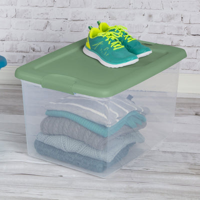 Sterilite 64 Qt Latching Plastic Storage Container Tote, Crisp Green (18 Pack) - VMInnovations