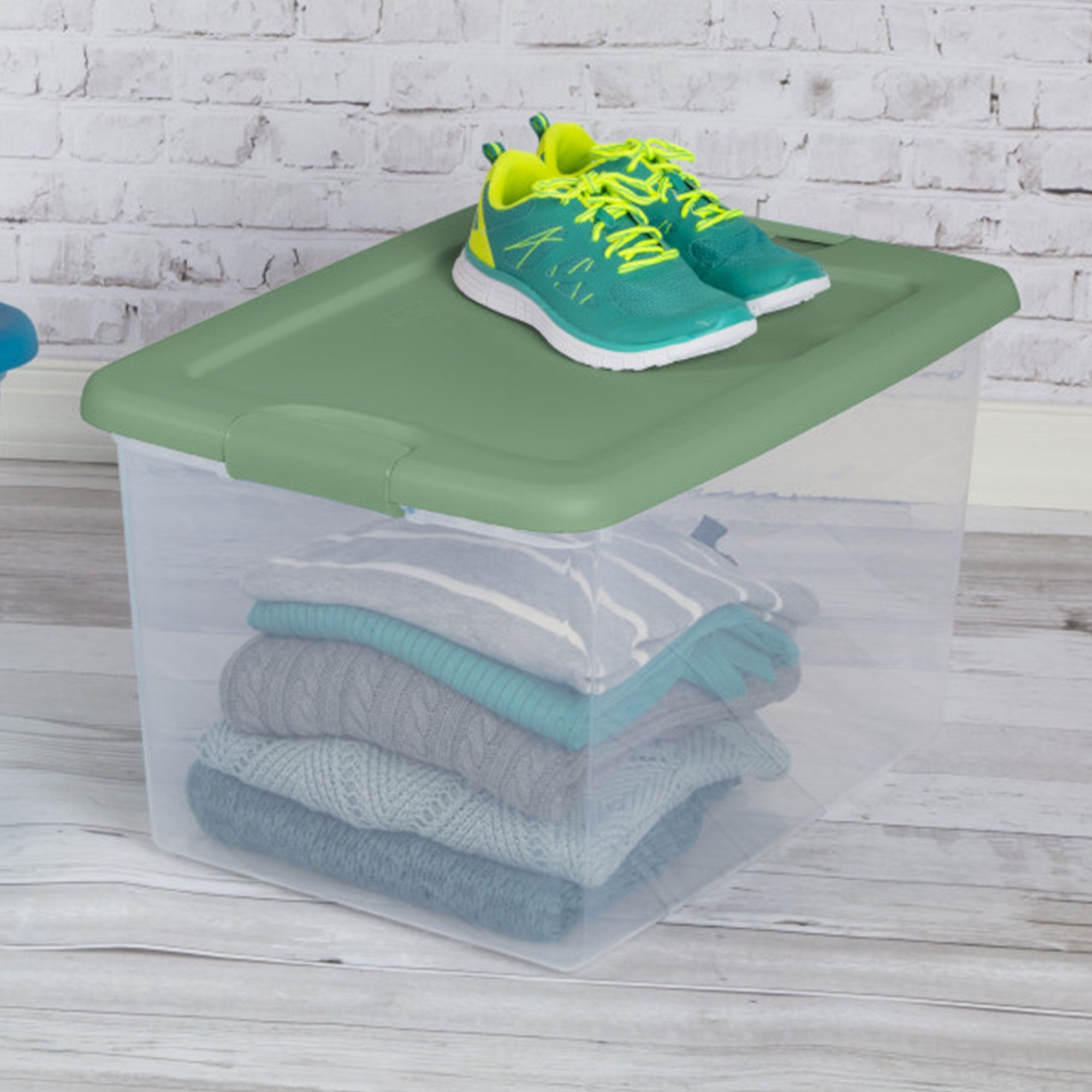 Sterilite 64 Qt Latching Plastic Storage Container Tote, Crisp Green (12 Pack) - VMInnovations