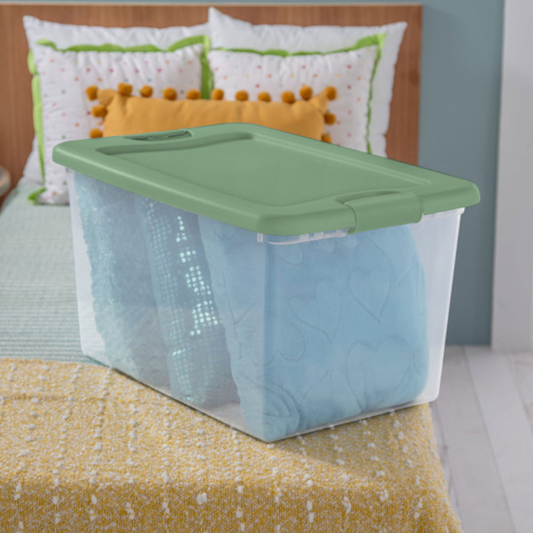 Sterilite 64 Qt Latching Plastic Storage Container Tote, Crisp Green (12 Pack)