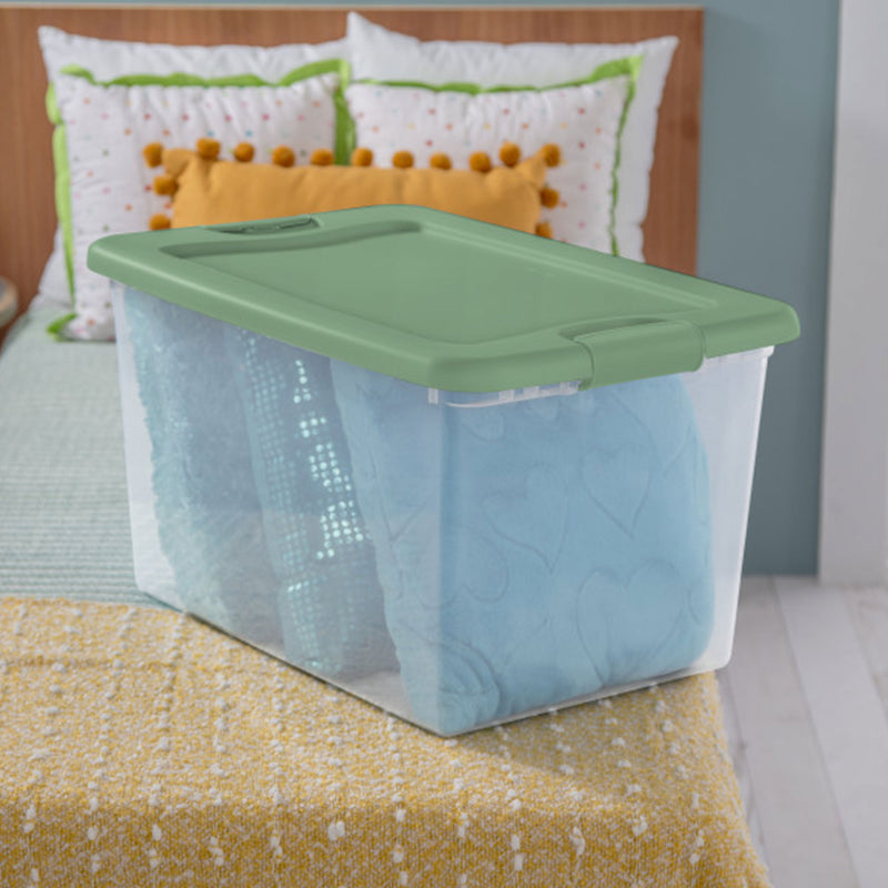 Sterilite 64 Qt Latching Plastic Storage Container Tote, Crisp Green (24 Pack)