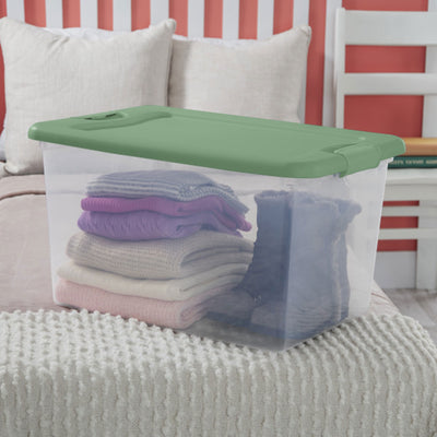 Sterilite 64 Qt Latching Plastic Storage Container Tote, Crisp Green (18 Pack) - VMInnovations