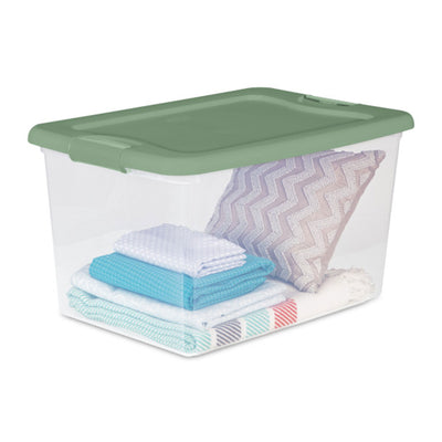 Sterilite 64 Qt Latching Plastic Storage Container Tote, Crisp Green (12 Pack)