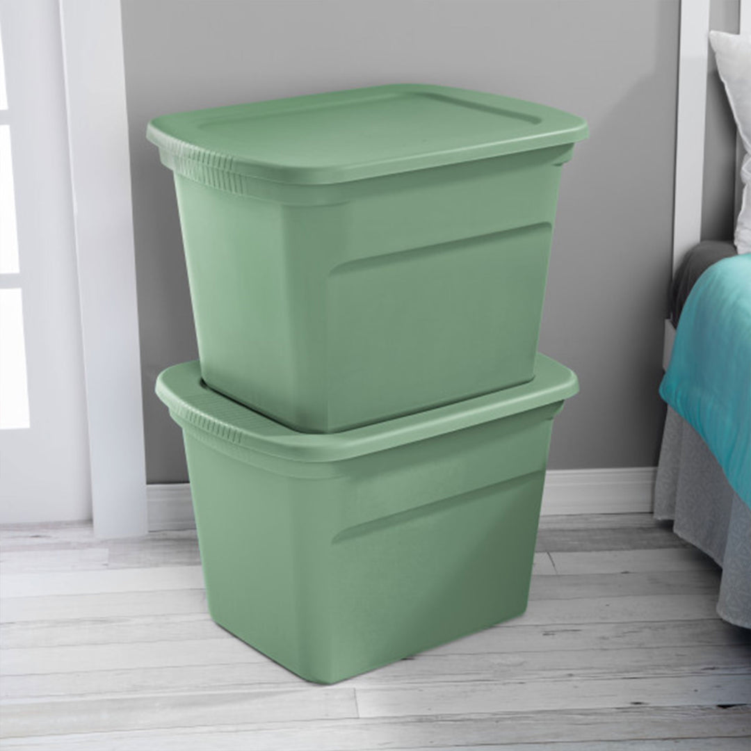 Sterilite 18 Gallon Stackable Storage Tote with Handles, Crisp Green (16 Pack)