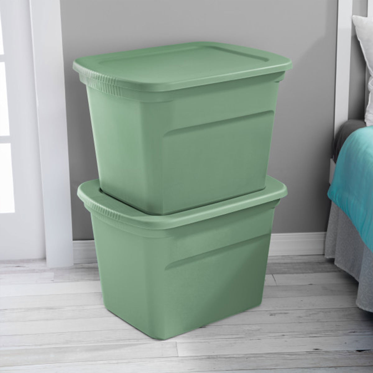 Sterilite 18 Gallon Stackable Storage Tote with Handles, Crisp Green (24 Pack)