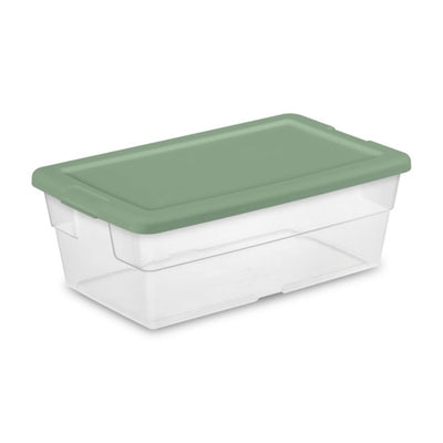 Sterilite Clear Stackable 6 Qt Storage Tote Box Container, Crisp Green (5 Pack)