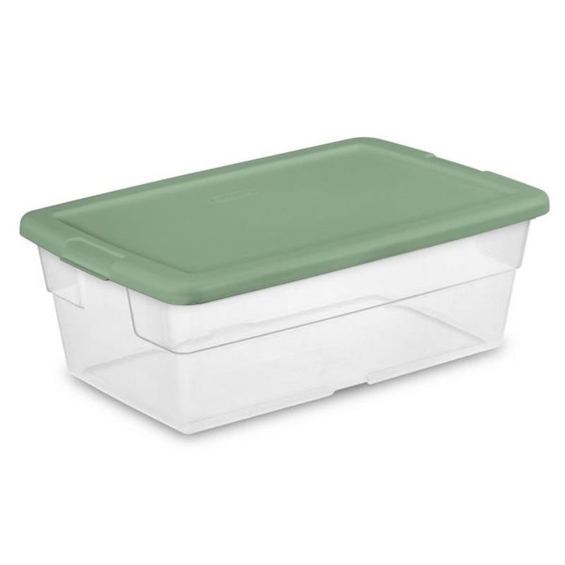 Sterilite Clear Stackable 6 Qt Storage Tote Box Container, Crisp Green (5 Pack)