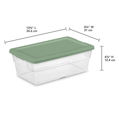 Sterilite Clear Stackable 6 Qt Storage Tote Box Container, Crisp Green (5 Pack)