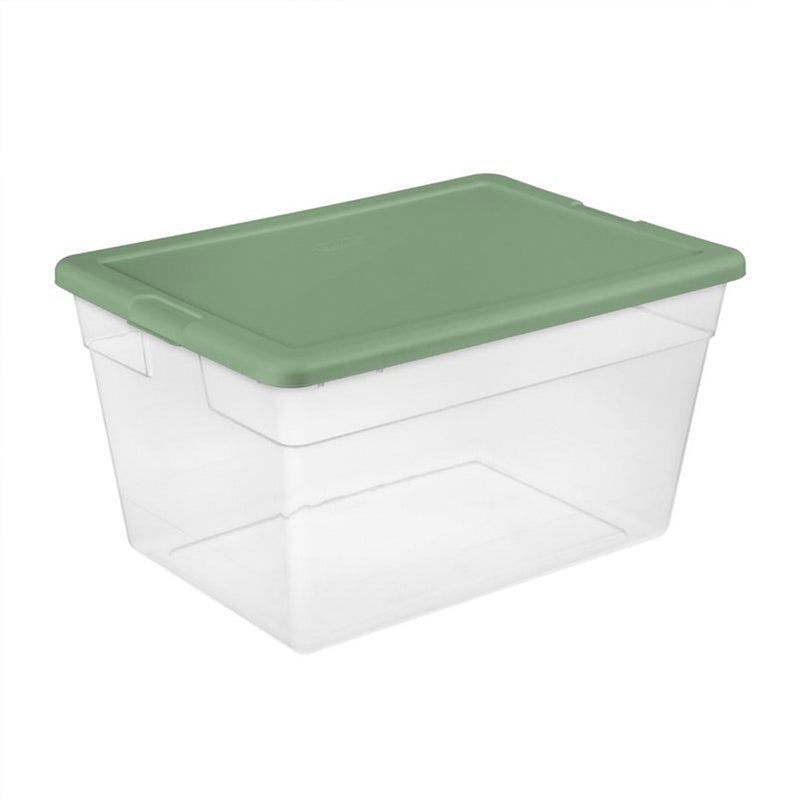 Sterilite 56 Qt Plastic Stackable Storage Container Tote, Crisp Green (32 Pack)