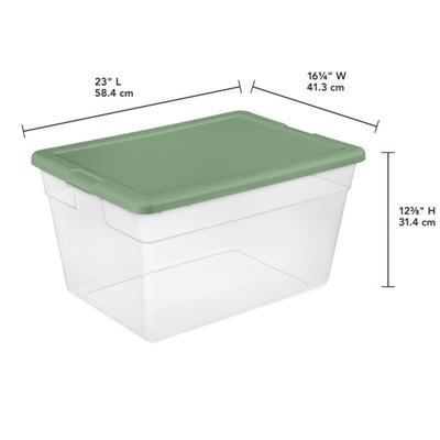 Sterilite 56 Qt Plastic Stackable Storage Container Tote, Crisp Green, 16 Pack