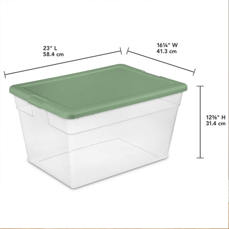 Sterilite 56 Qt Plastic Stackable Storage Container Tote, Crisp Green (24 Pack)