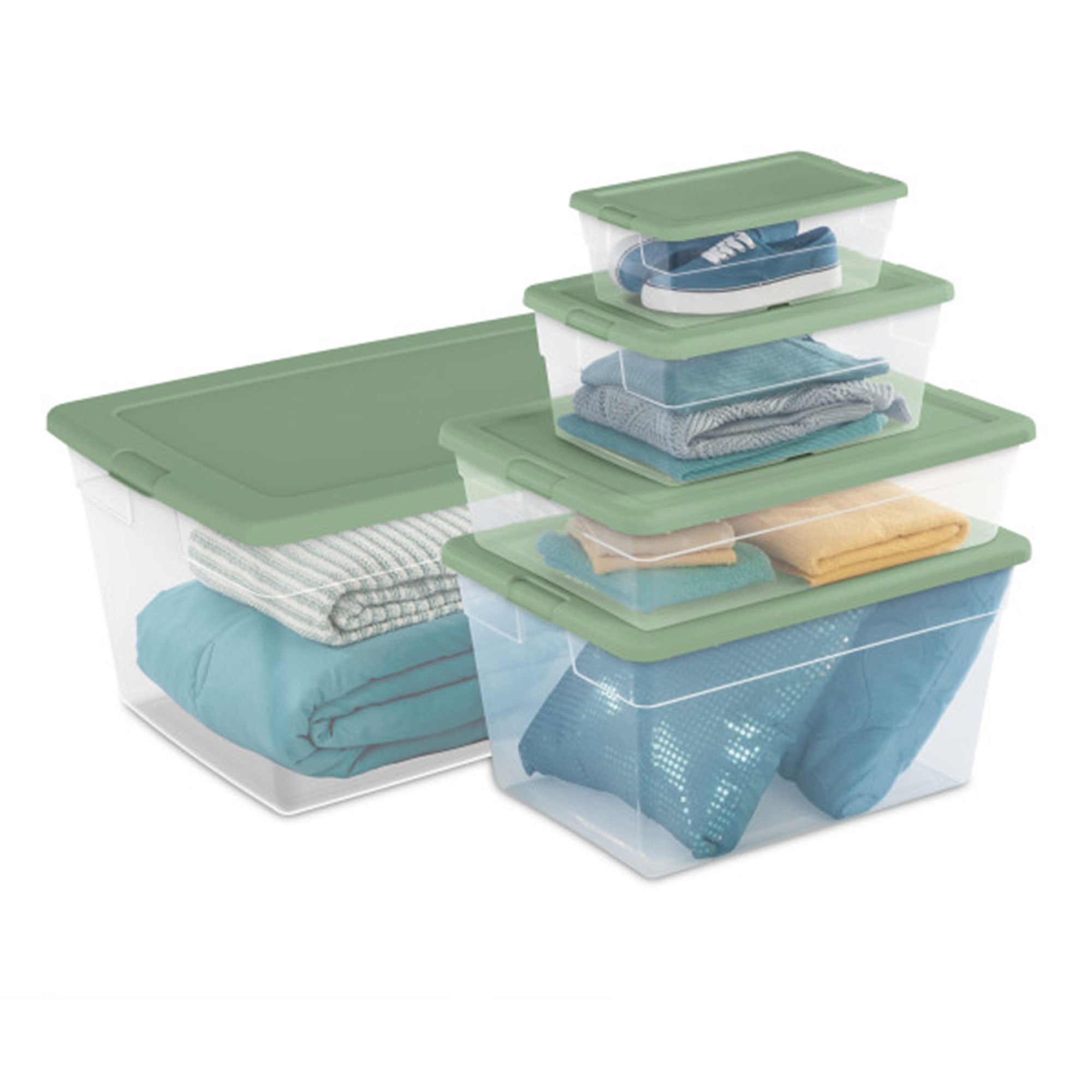 Sterilite 56 Qt Plastic Stackable Storage Container Tote, Crisp Green (32 Pack) - VMInnovations