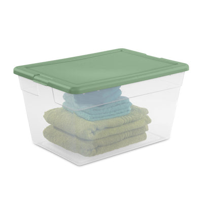 Sterilite 56 Qt Plastic Stackable Storage Container Tote, Crisp Green, 16 Pack