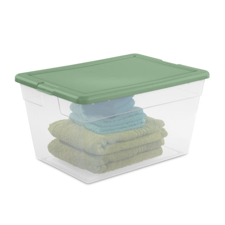 Sterilite 56 Qt Plastic Stackable Storage Container Tote, Crisp Green (24 Pack)