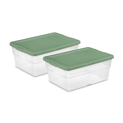 Sterilite 16 Qt Clear Plastic Storage Tote Home Organizer Bins w/Lid (24 Pack)