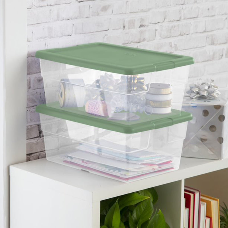 Sterilite 16 Qt Clear Plastic Storage Tote Home Organizer Bins w/Lid (24 Pack)