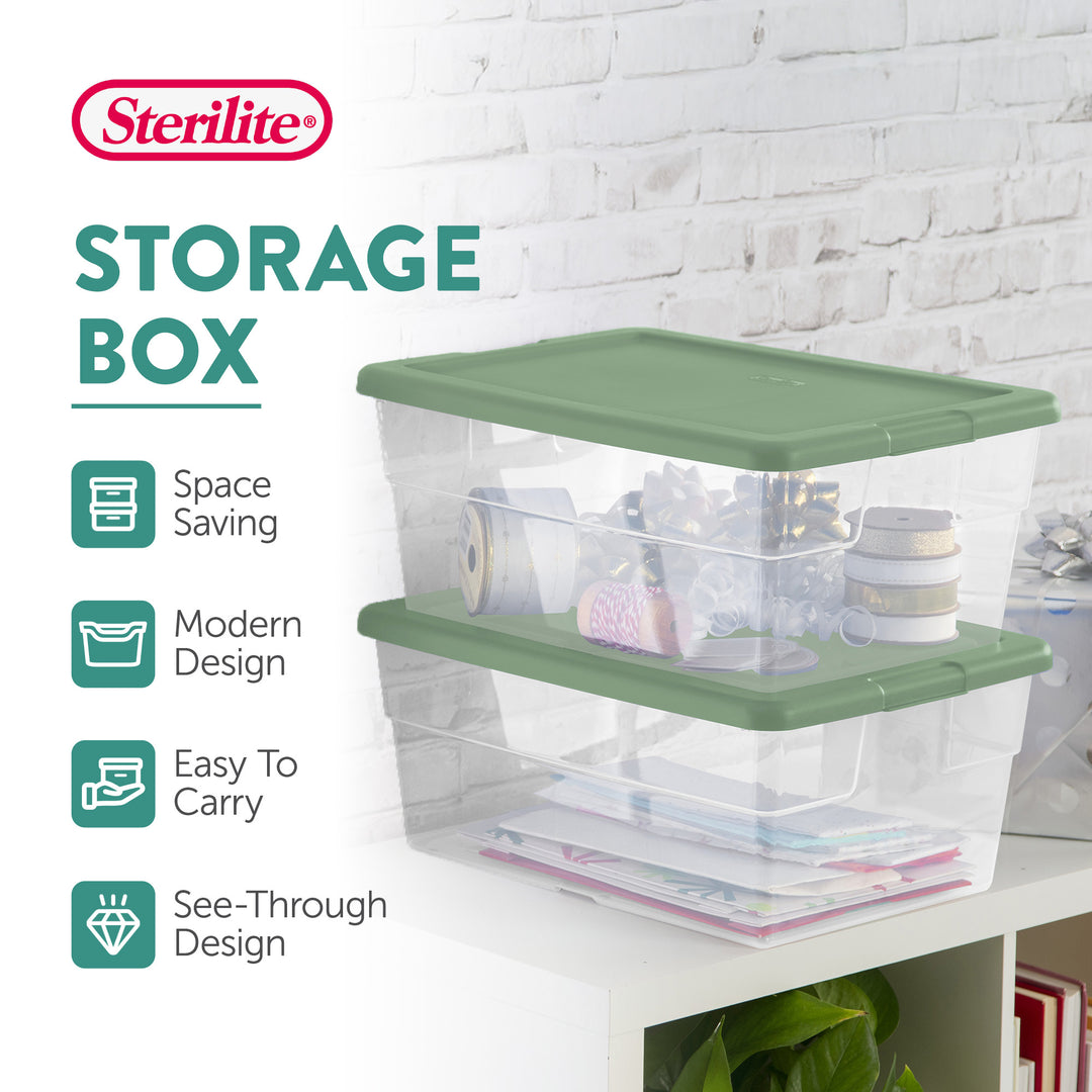 Sterilite 16 Qt Clear Plastic Storage Tote Home Organizer Bins with Lid (2 Pack)