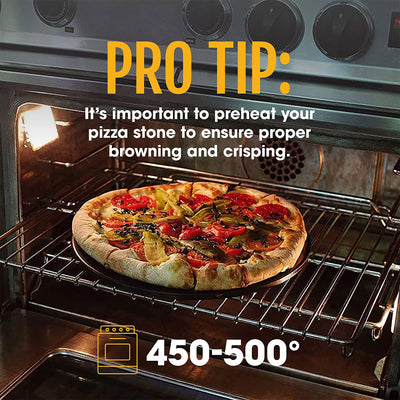 Heritage Products 15" Round Ceramic Non Stick Pizza Stone w/Wheel Cutter, Black - VMInnovations