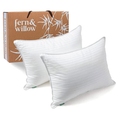 fern & willow Down Plush Adjustable Fill Pillow, Standard, 2 Pack (Open Box)