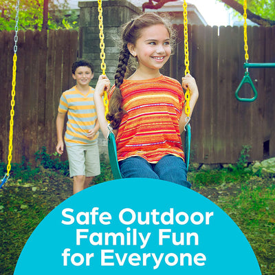 Playground Swing Set Outdoor Swing & Chain Set, 2 Pack, Green (Open Box) - VMInnovations