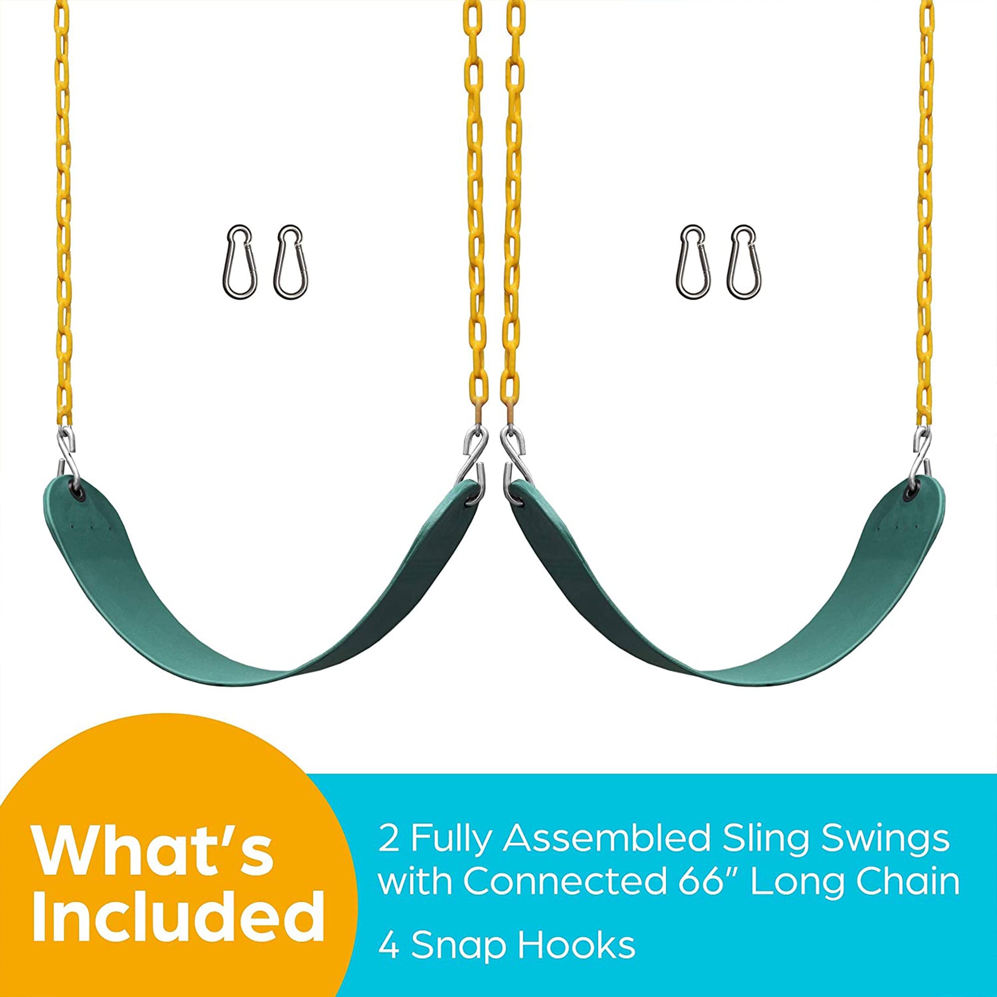 Playground Swing Set Outdoor Swing & Chain Set, 2 Pack, Green (Open Box) - VMInnovations