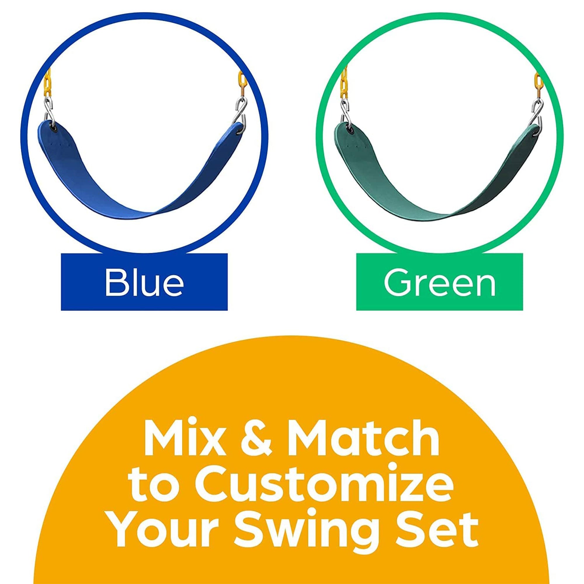 Playground Swing Set Outdoor Swing & Chain Set, 2 Pack, Green (Open Box) - VMInnovations