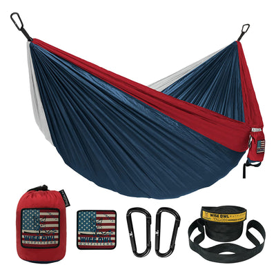 Wise Owl Outfitters Large DoubleOwl Hammock with Adjustable Tree Straps, Liberty