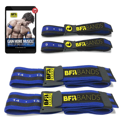 BFR BANDS Blood Flow Restriction Band for Arms, Legs, Glutes, Pro Bundle 4 Pack