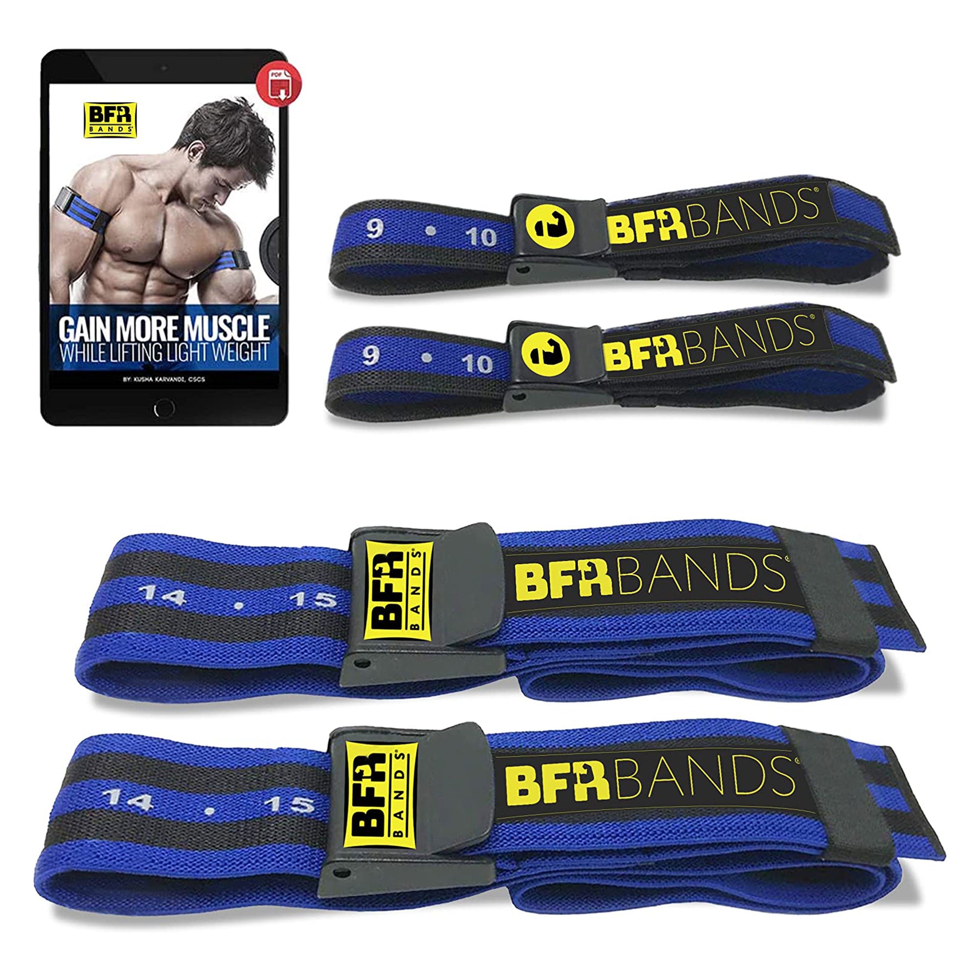 BFR BANDS Blood Flow Restriction Band for Arms, Legs, Glutes,  4pk(For Parts)