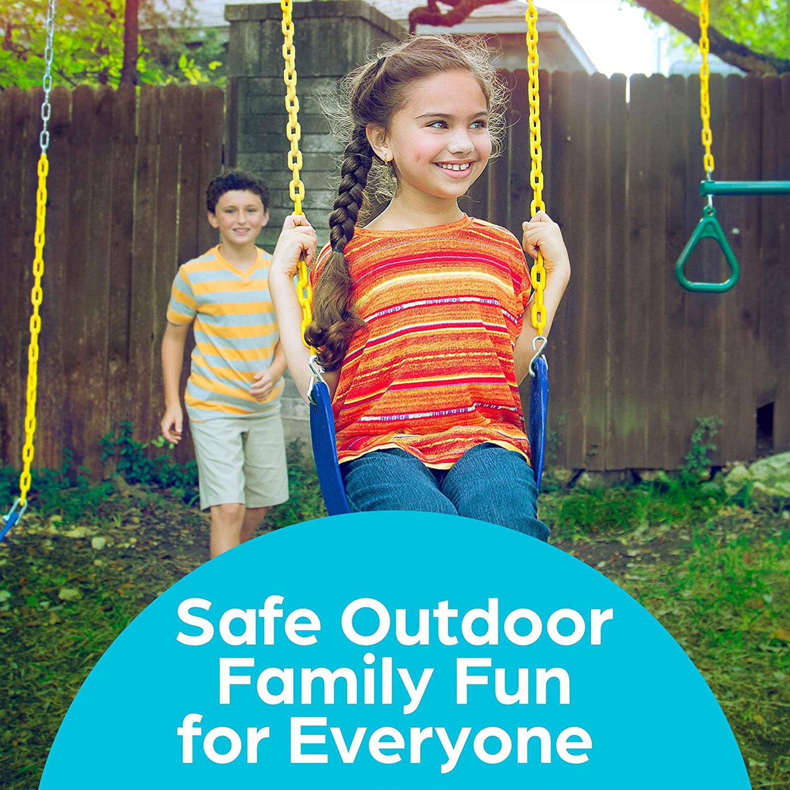 Jungle Gym Kingdom Playground Swing Set Outdoor Swing & Chain Set, 2 Pack, Blue - VMInnovations