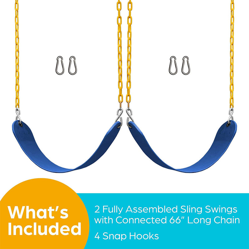 Jungle Gym Kingdom Playground Swing Set Outdoor Swing & Chain Set, 2 Pack, Blue