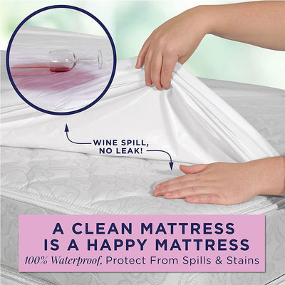 UltraBlock Zippered Mattress Protector Waterproof Cover Encasement, King, White - VMInnovations