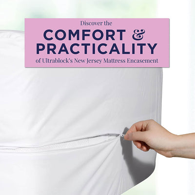 UltraBlock Zippered Mattress Protector Waterproof Cover Encasement, King, White - VMInnovations