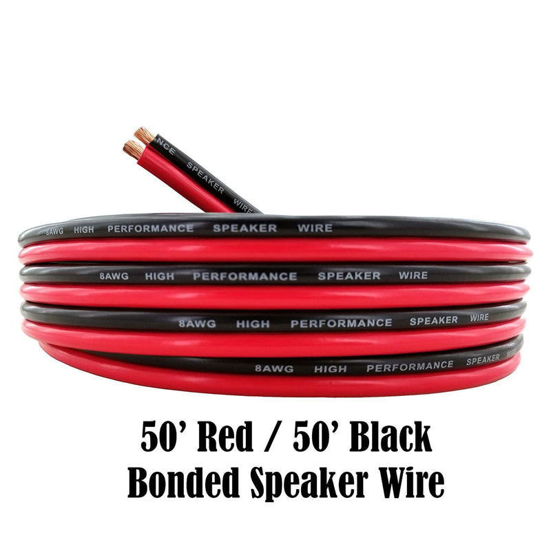GS Power 8 AWG CCA Bonded Zip Cord Cable 12V Automotive Wiring, 50ft, Red/Black