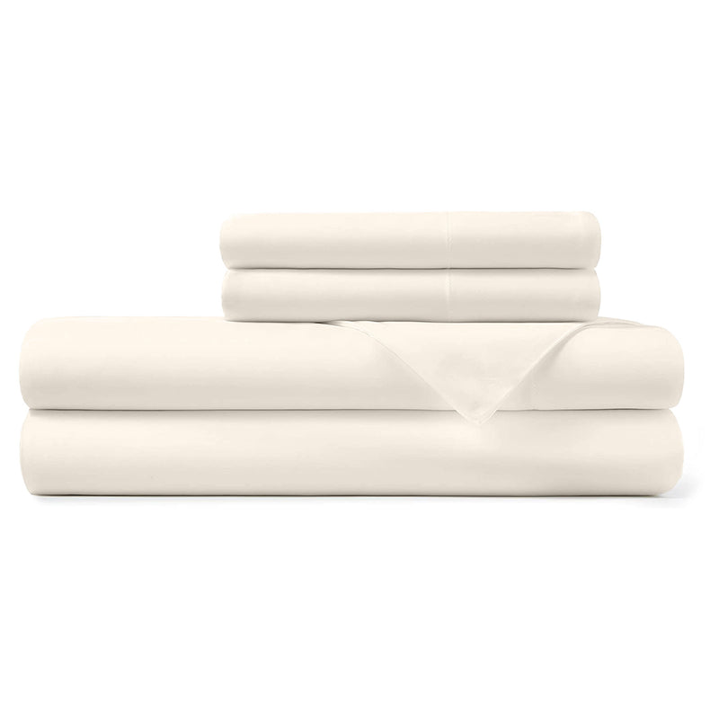 Hotel Sheets Direct Bamboo 4 Piece Set w/ Pillowcases, Queen, Cream (Open Box)