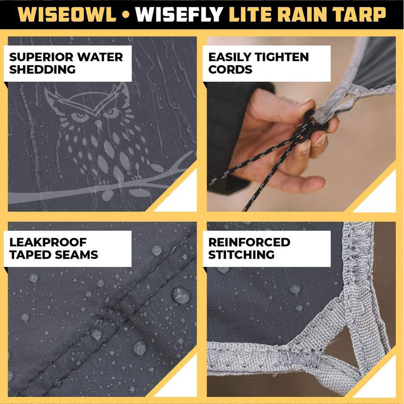 Wise Owl Outfitters Wisefly 11 x 9 Foot Hammock Rain Tarp, Blue, Accessory Only