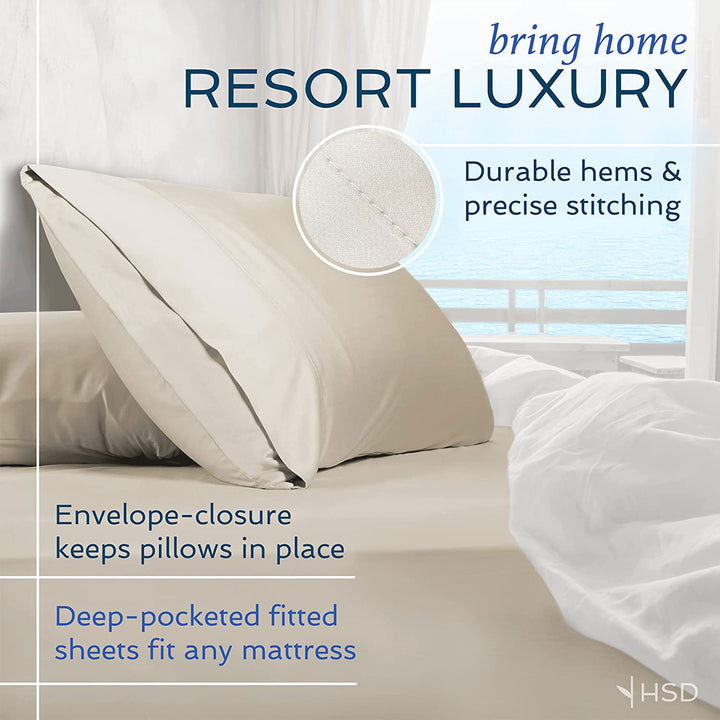 Hotel Sheets Direct Bamboo 4 Piece Sheet & Pillowcase Set, Cal King, Light Blue