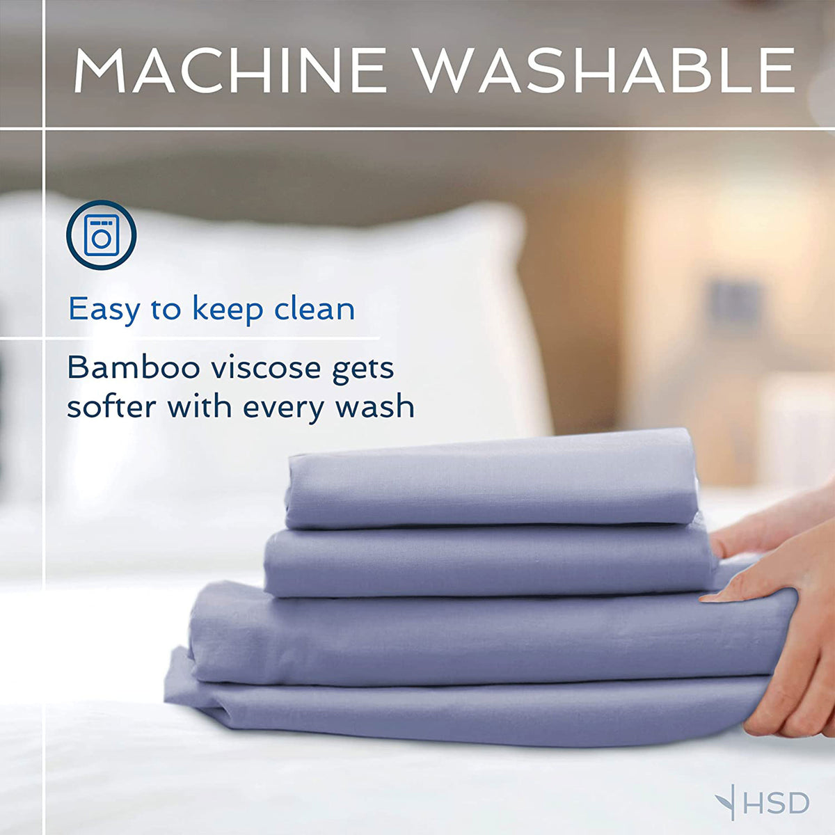 Hotel Sheets  Bamboo 4Pc Sheet & Pillowcase Set, Cal King, Light Blue (Open Box)