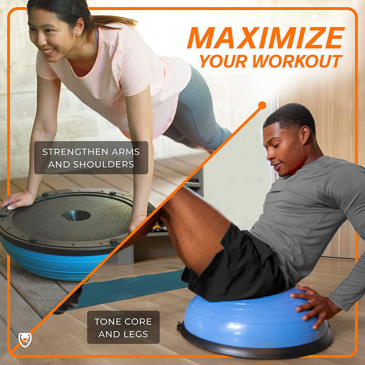 URBNFit All-in-One Half Balance Ball Trainer with Detachable Resistance Bands - VMInnovations