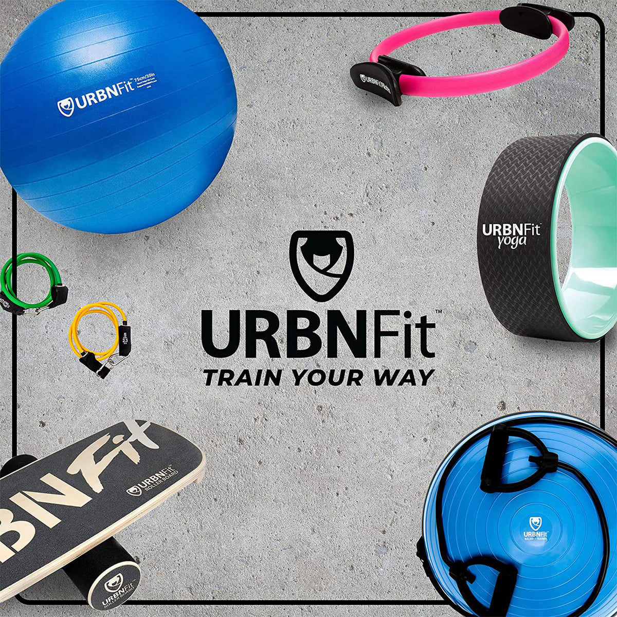URBNFit All-in-One Half Balance Ball Trainer with Detachable Resistance Bands - VMInnovations