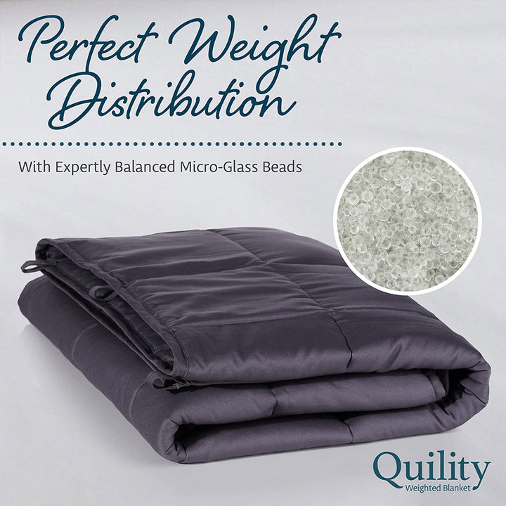 Quility 20 Pound Weighted Blanket Duvet Cover for Adults, F/Q 60" x 80," Gray