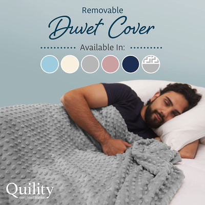 Quility 20 Pound Weighted Blanket Duvet Cover for Adults, F/Q 60" x 80," Gray - VMInnovations