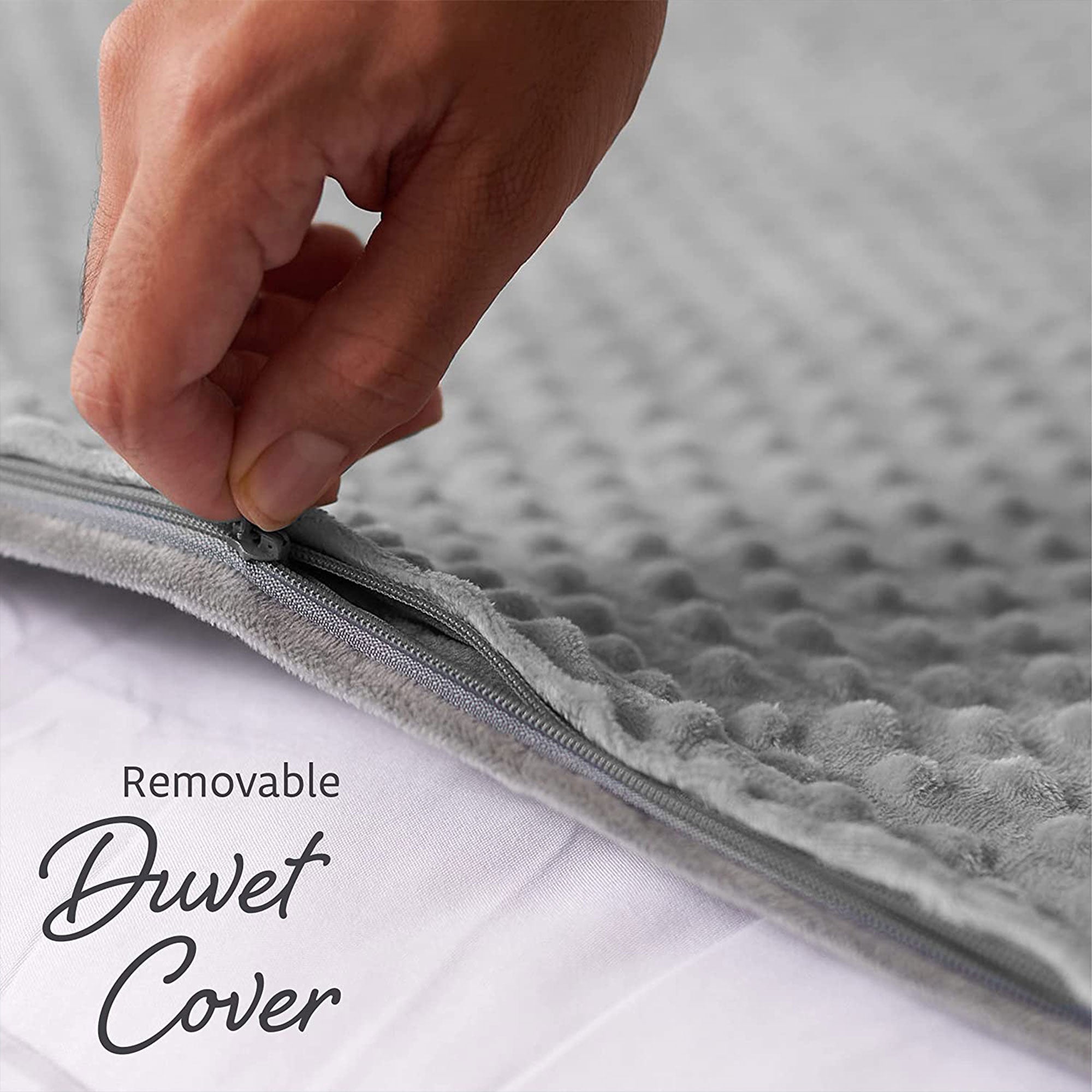 Quility 20 Pound Weighted Blanket Duvet Cover for Adults, F/Q 60" x 80," Gray - VMInnovations