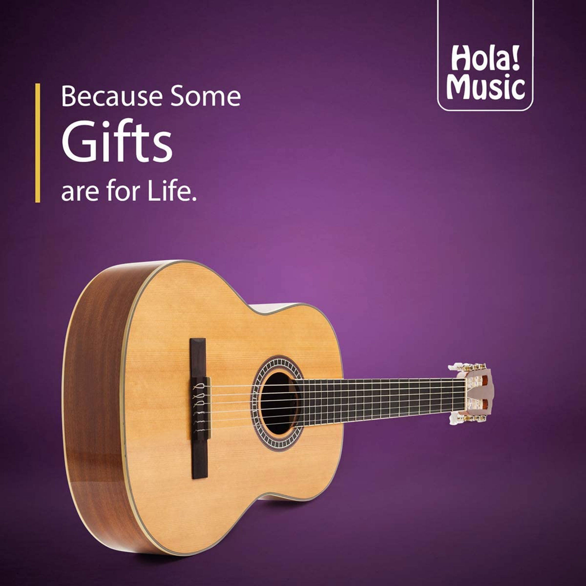 Hola! Music Pre Strung 39" Classical Guitar with Soft Nylon Strings, Natural - VMInnovations