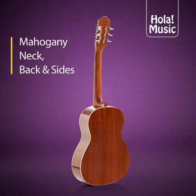 Hola! Music Pre Strung 39" Classical Guitar with Soft Nylon Strings, Natural - VMInnovations