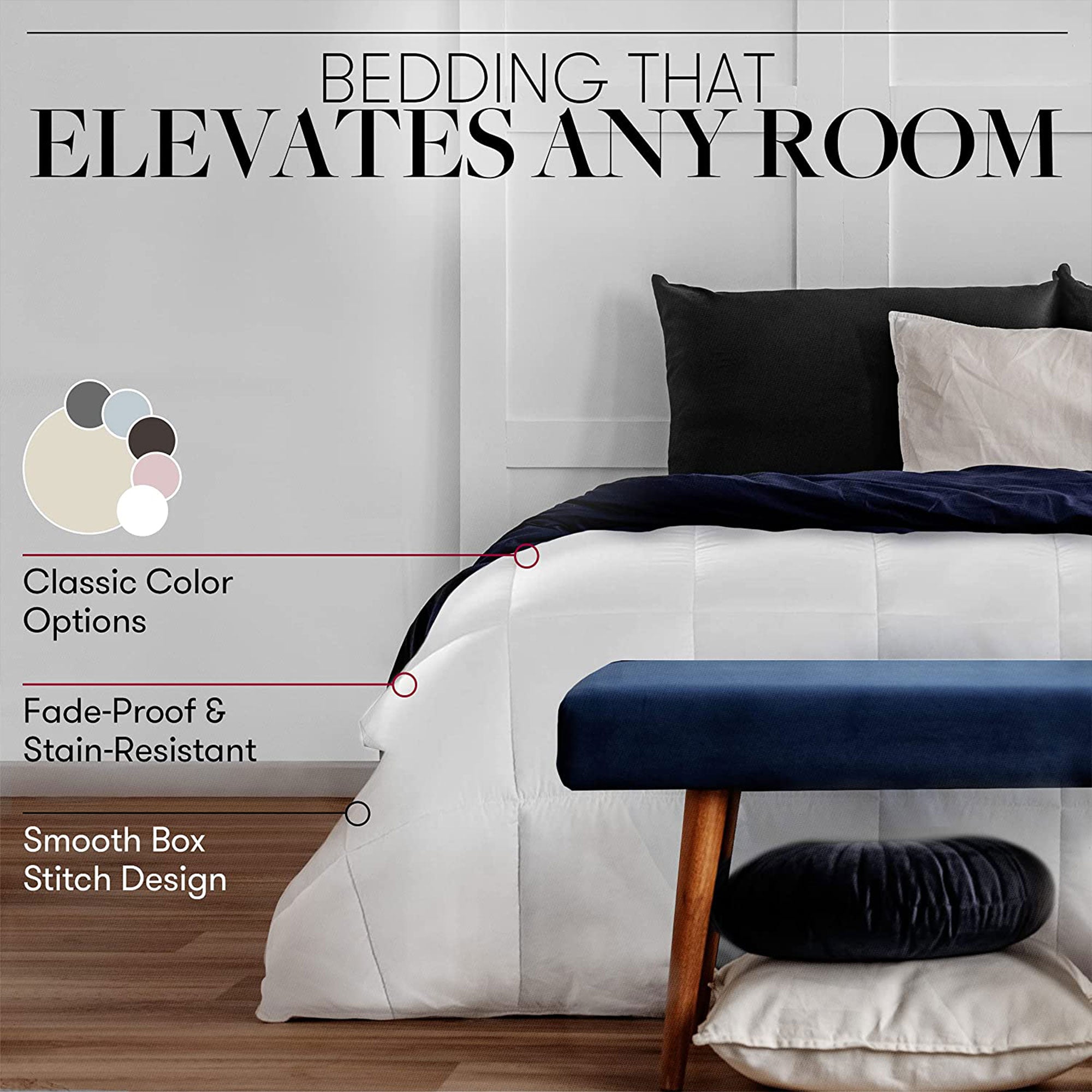 Beckham Hotel Collection 1300 Series Goose Down Comforter, King/Cal King, Gray (Used)