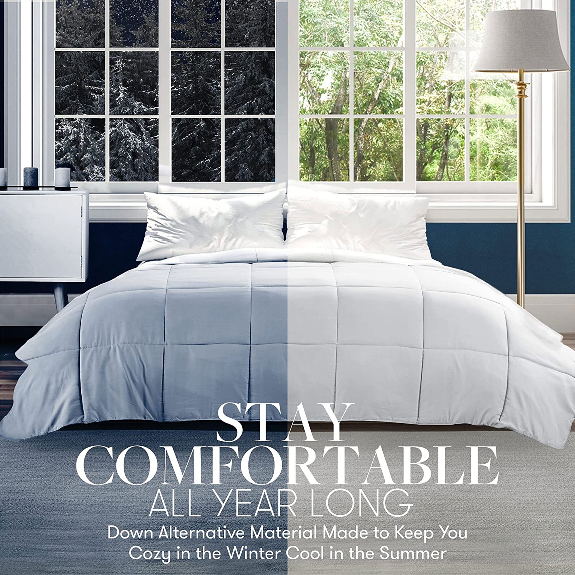 Beckham Hotel Collection 1300 Series Goose Down Comforter, King/Cal King, Gray (Used)